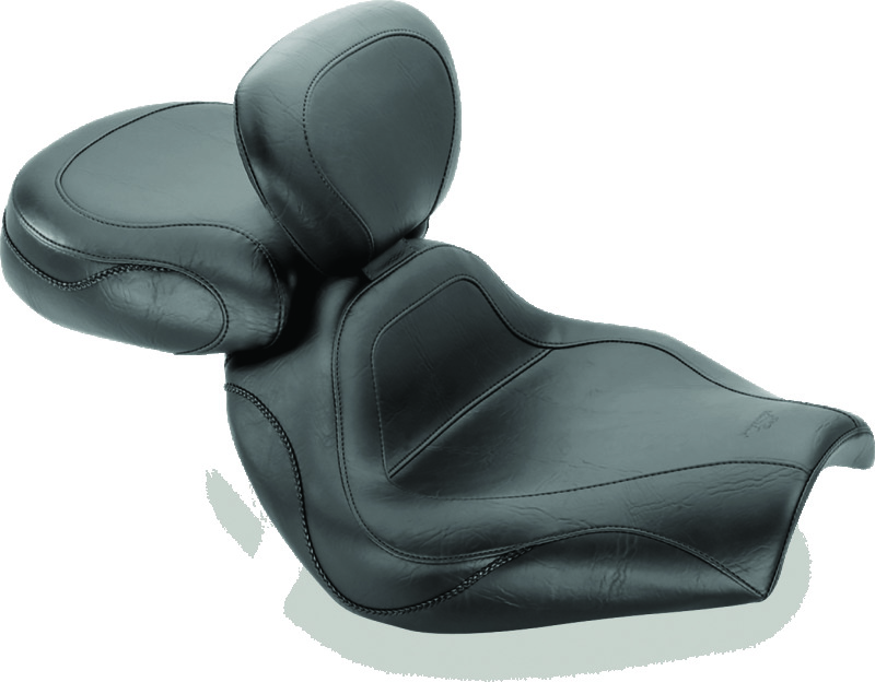 Kawasaki Boulevard Two-Piece Motorcycle Seat - Mustang Motorcycle - Sport Touring with Driver Backrest - Black - 2004